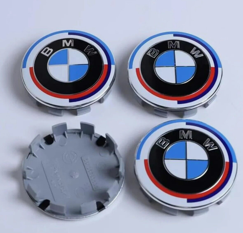 4PCS 68mm Wheel Center Hub Caps Logo Badge Emblem Anniversary 50th