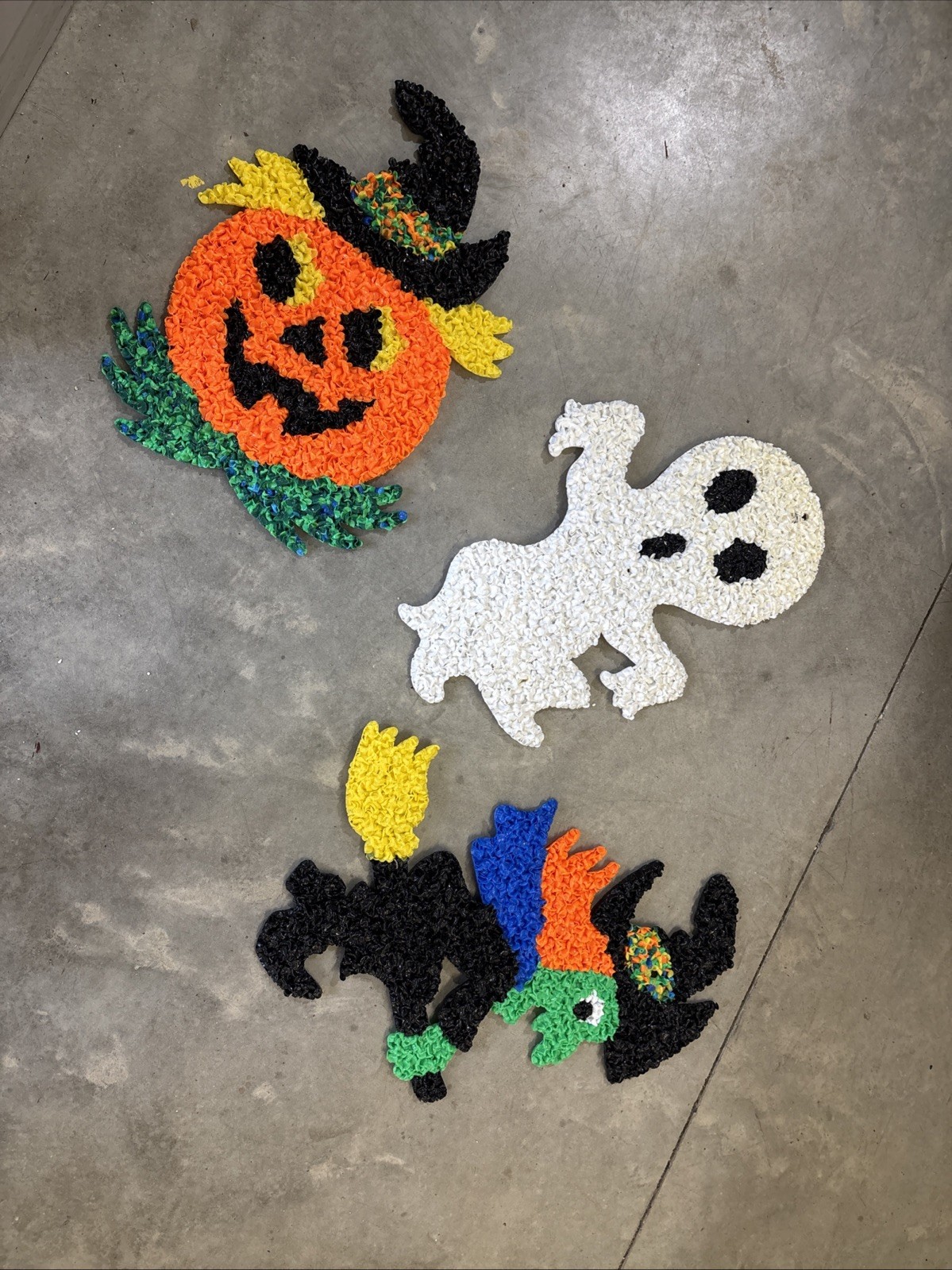 Vintage NOS 1970s Melted Plastic Popcorn Halloween Decor witch, ghost, pumpkin.