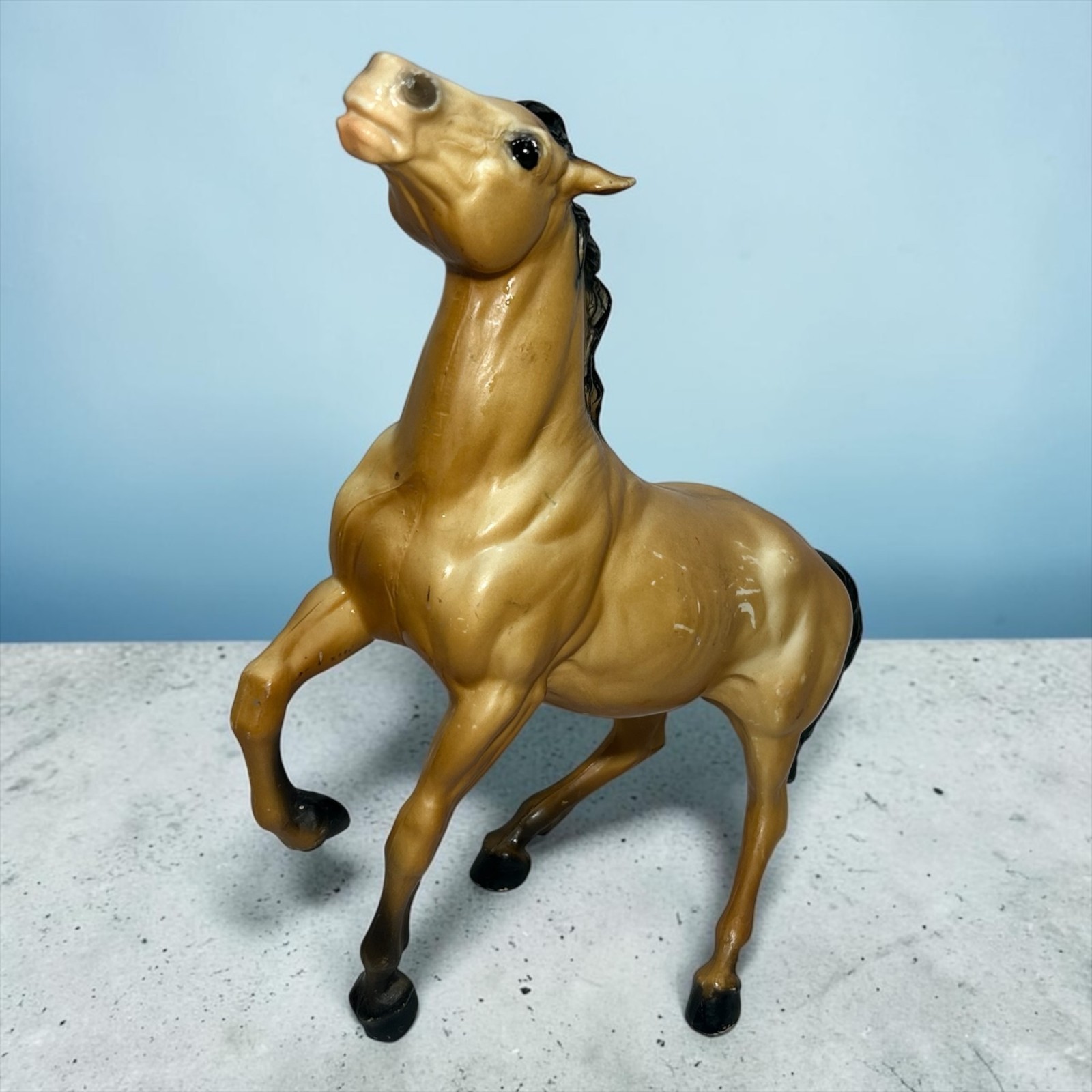 Vintage 60's Breyer Horse #87 Traditional Diablo Mustang Buckskin Semi Rearing