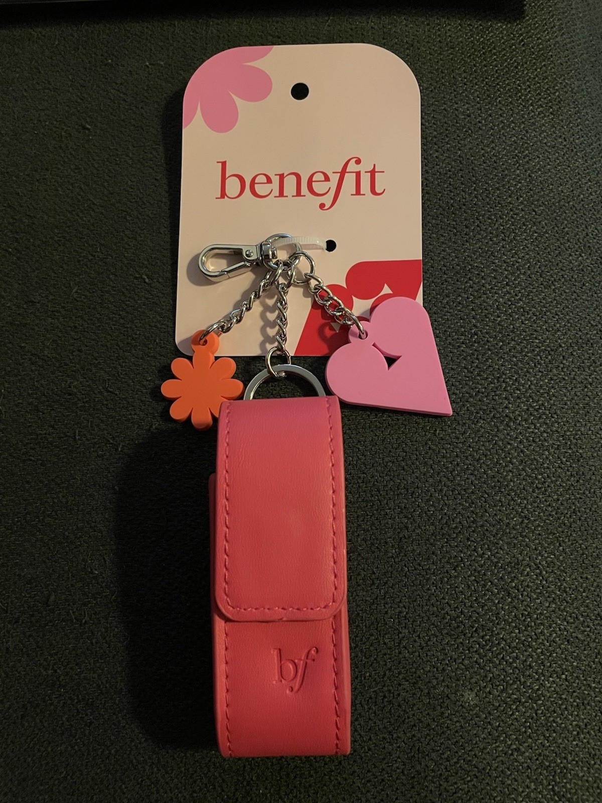 NWT Benefit Cosmetics Chapstick Lipgloss Holder, Pink, Keychain, Phone Charm
