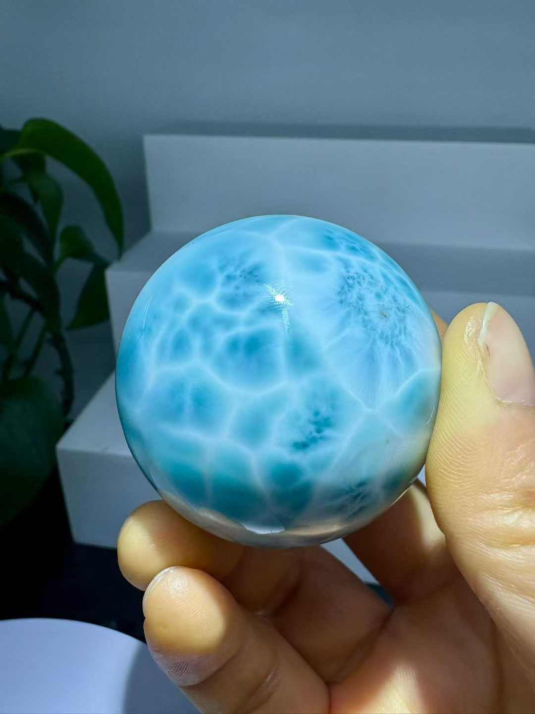 48mm Natural Larimar Gemstone sphere quartz polished ball Reiki energy