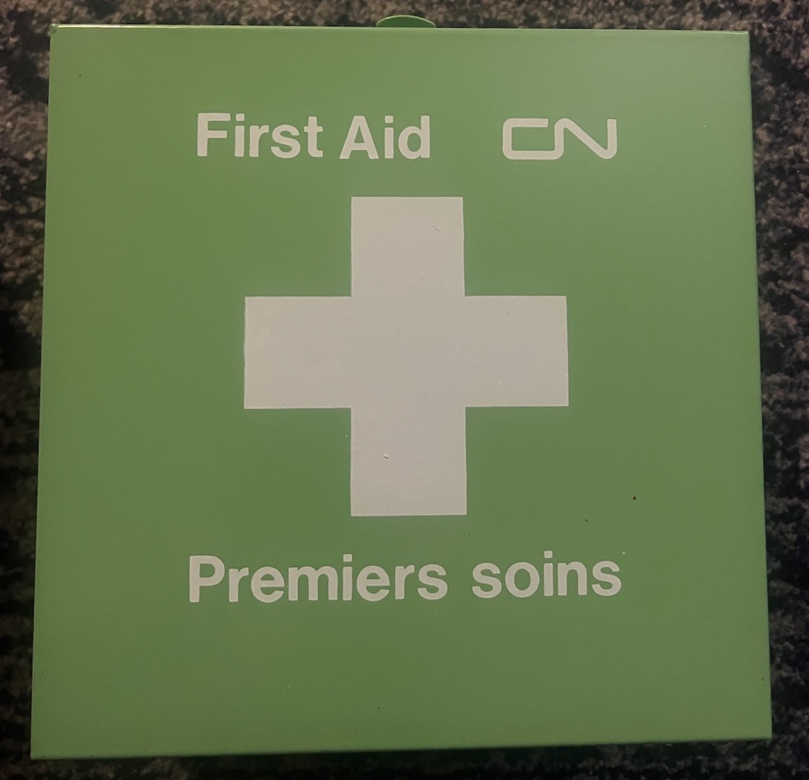 Vintage ‘99 CN RR Metal First Aid Box W/Complete Original Sealed Supplies NOS
