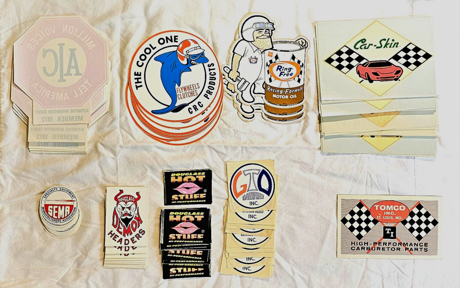 Large Lot 100+ NOS Vintage 1960s 1970s Racing Hot Rod Drag Racing Decals 