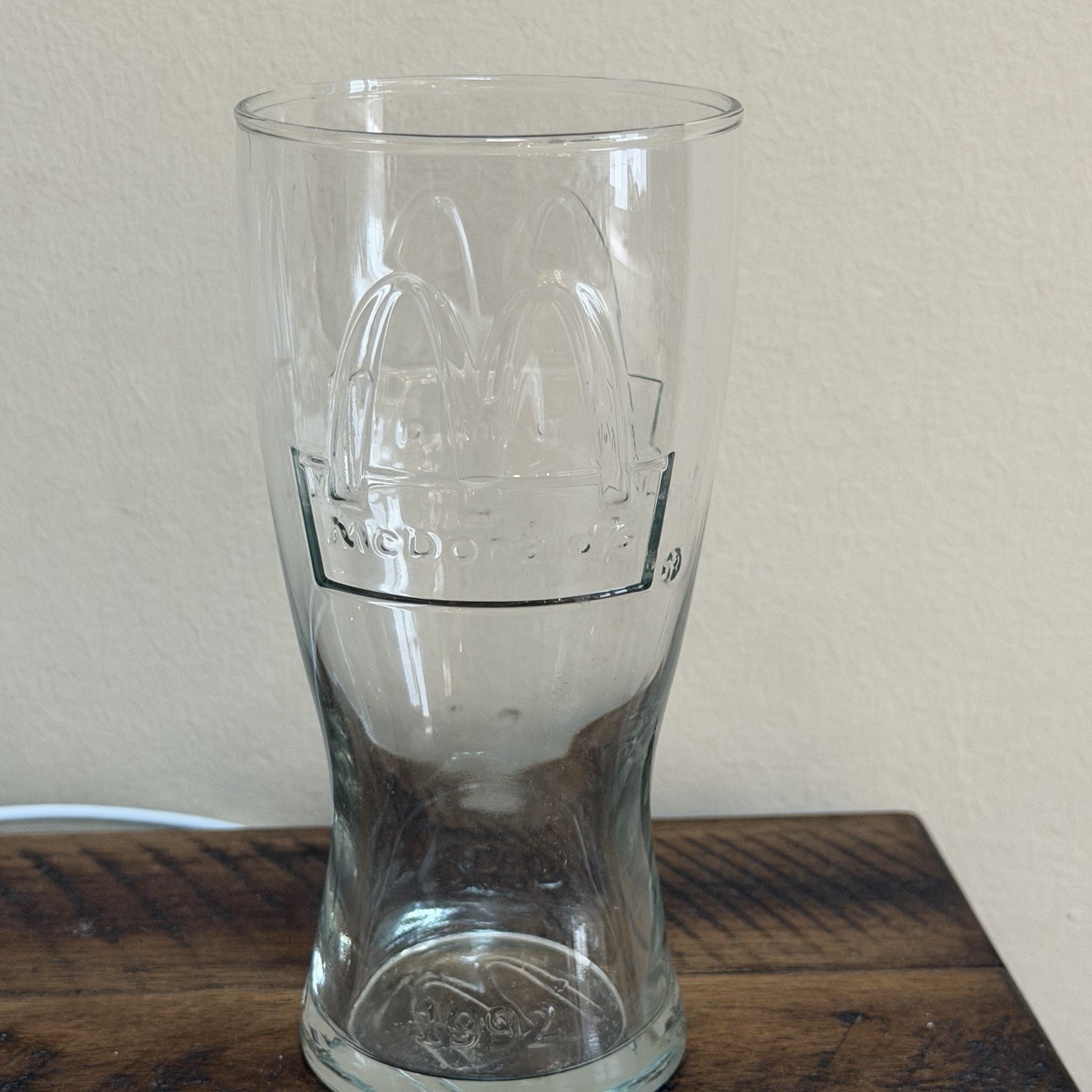 Vintage 1992 McDonald\'s Embossed 16 oz. Clear Soda Drinking Glass