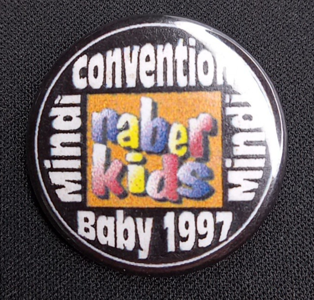 Naber Kids Mindi Baby Convention Doll Button Pin Pinback Rare Vintage 1 1/4\