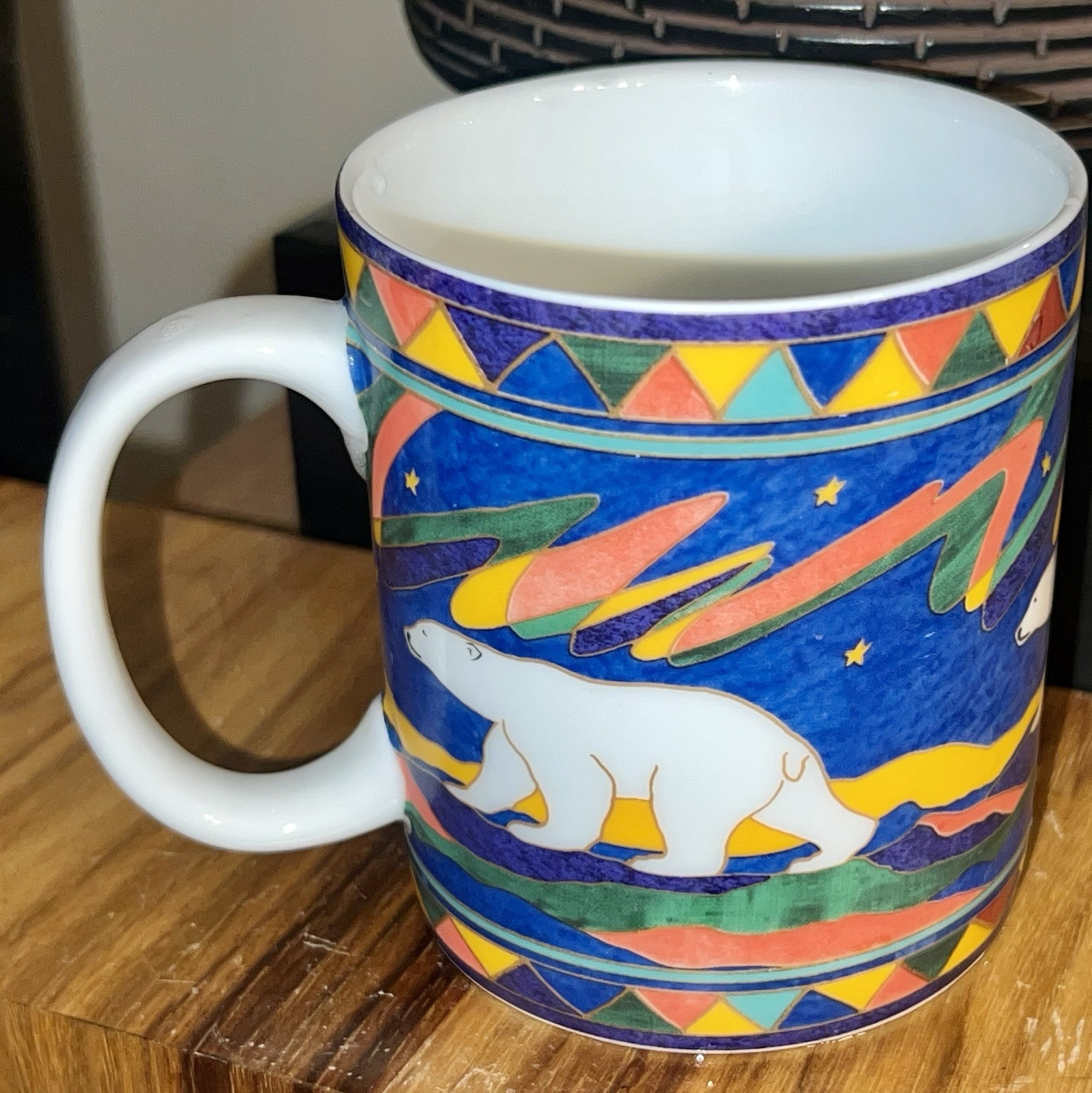 Skye McGhie Porcelain Polar Bear Mug Dawn Oman Yellowknife Canada Signed Mint