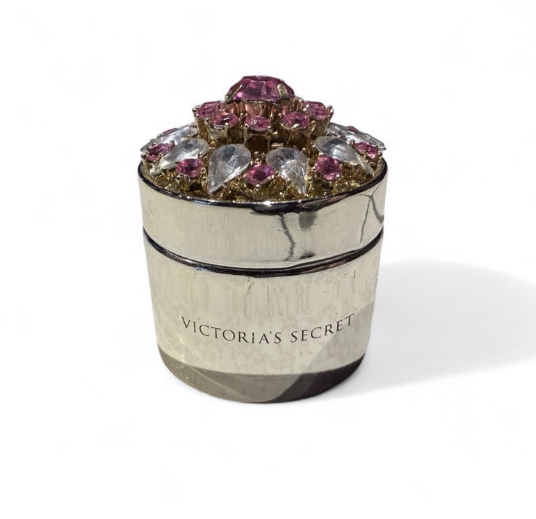 VTG Victoria\'s Secret Precious Mints Gold Tone Pink Rhinestone Trinket Pillbox