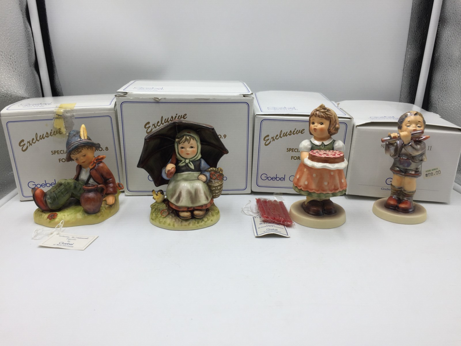 Lot of 4 M.J. Hummel Goebel Figures W/ Box Special Edition 8,9 Umbre,10,11 Flute