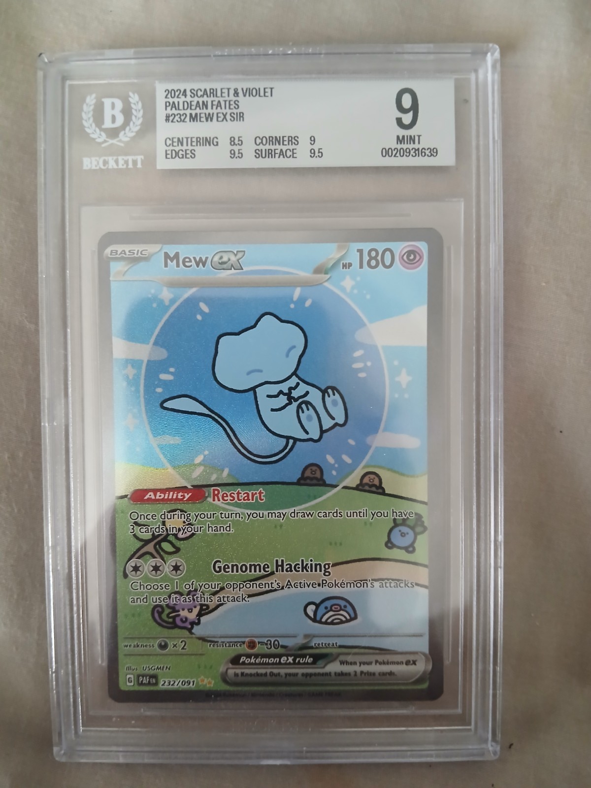 Pokemon TCG BGS 9 Bubble Mew Paldean Fates