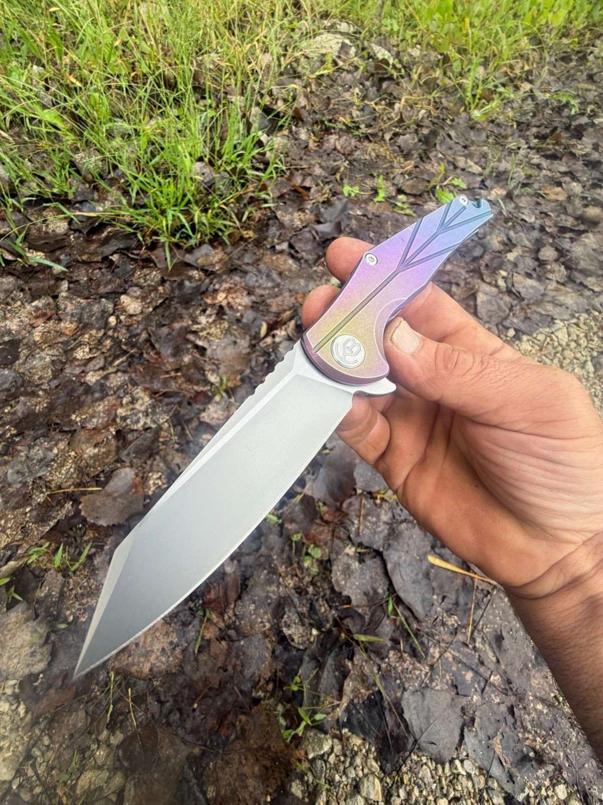 KUBEY KB252 PeaceWalkrr M390 Titanium Gradient Anodized Pocket Knife 