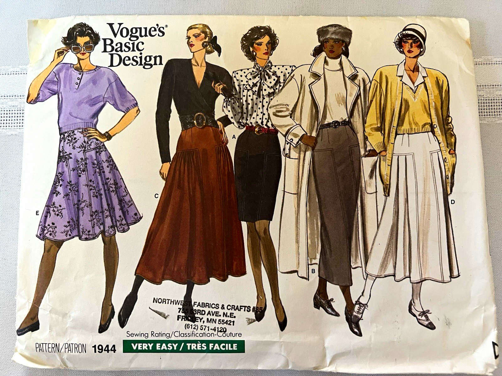 NEW*Vintage 1987 Vogue's #1944  Misses Skirts  in diff variations. Sz 8,10,12