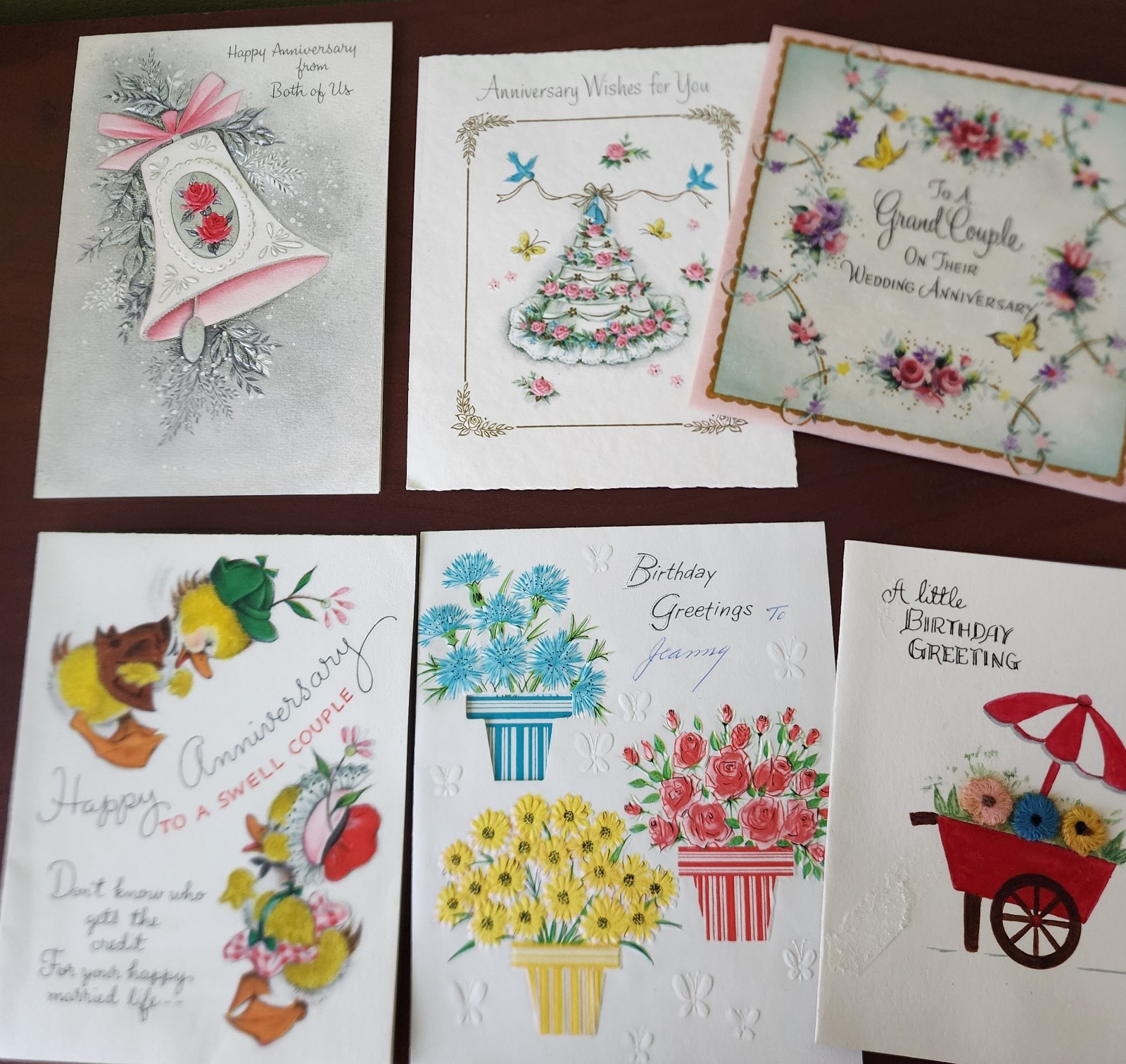 Lot of 6 Vintage 1950s assorted Greeting Cards - Used - USA