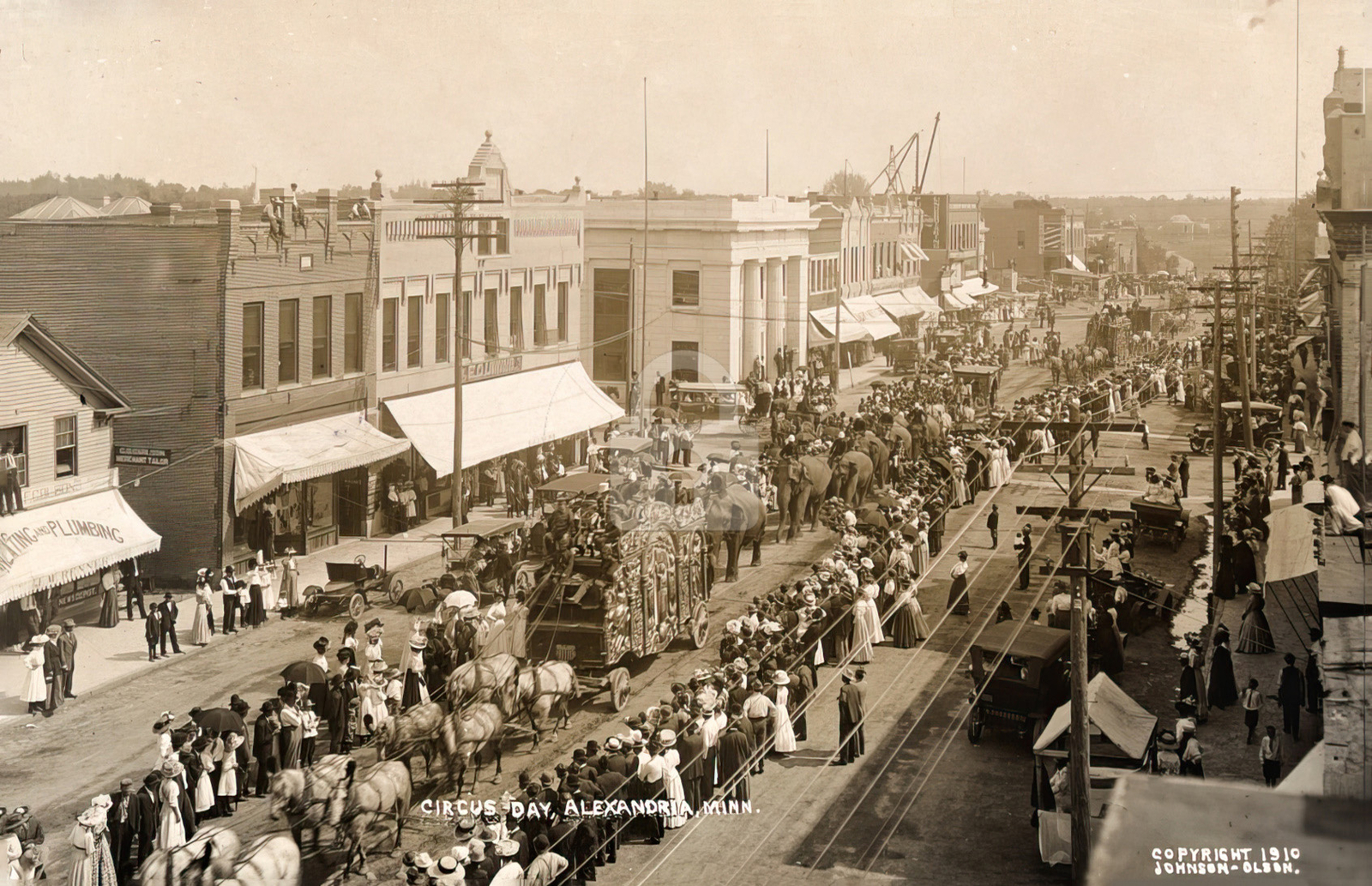 Circus Day Alexandria MN Minnesota 1910 RPPC Photo Postcard COPY