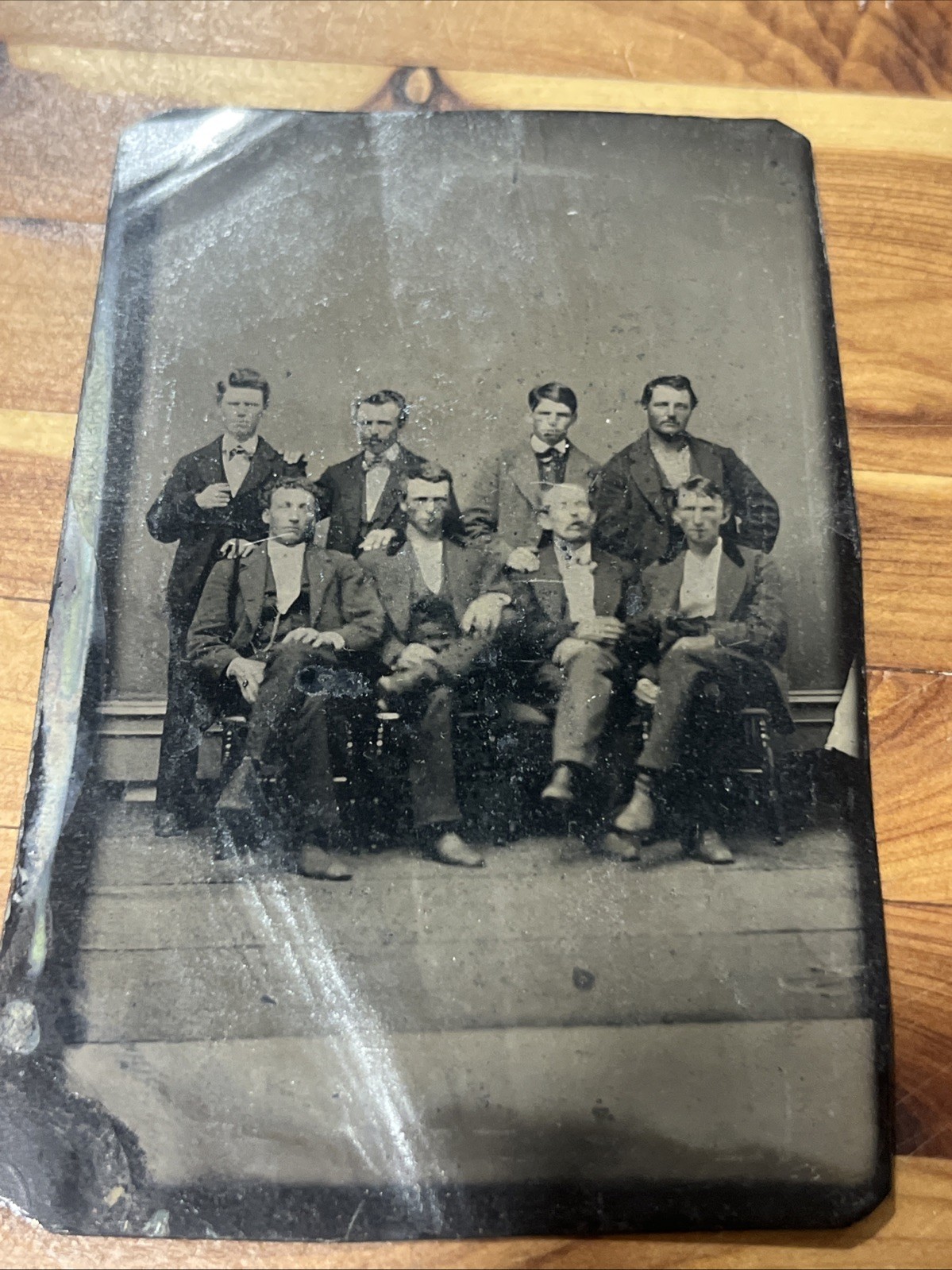 ANTIQUE Victorian PHOTO  TINTYPE Photograph Handsome  Group Of  Men
