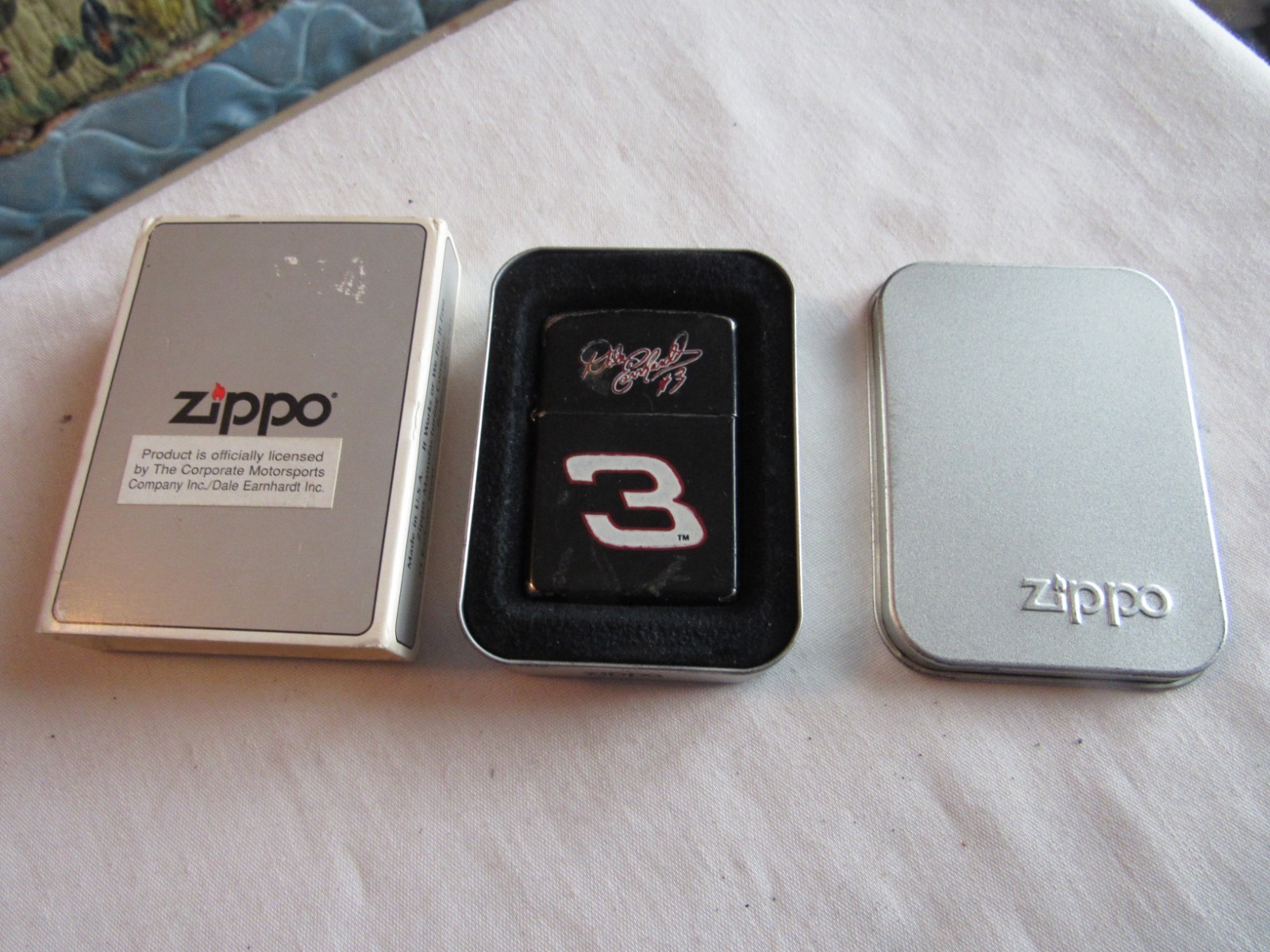 Vintage Pre-Owned Zippo Black Cigarette Lighter Dale Earnhardt #3 Dated 1997