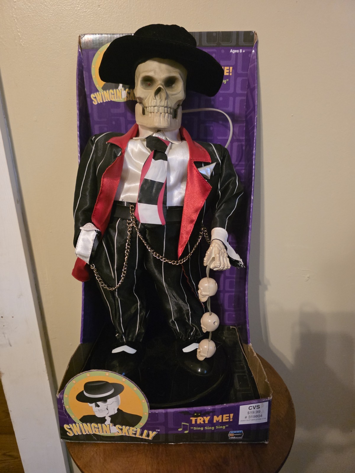 VTG Gemmy Swingin Skelly Animated Zoot Suit Skeleton Gangster Halloween READ