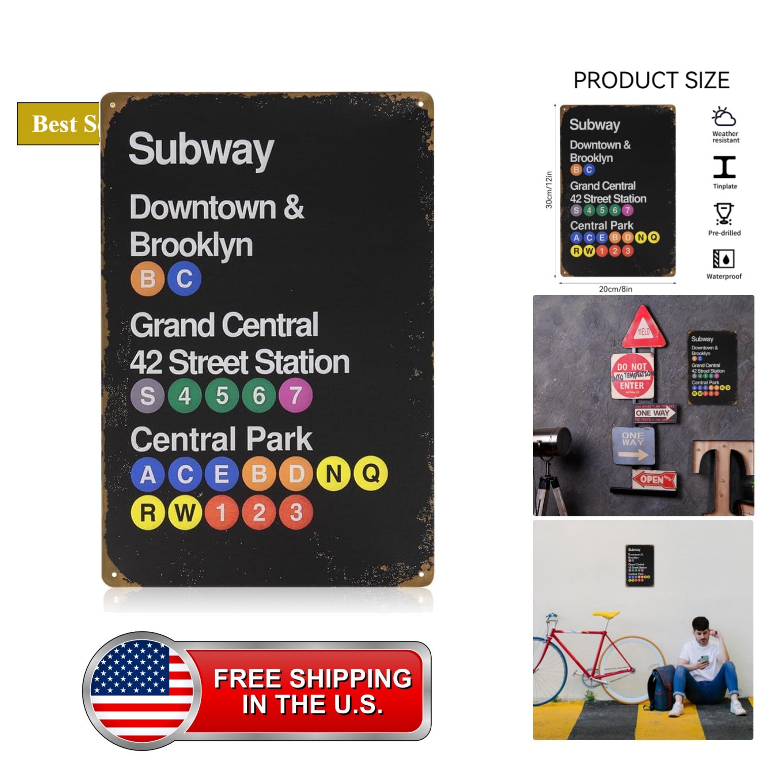 Subway Sign, 12 x 8 Inches New York Street Signs, Vintage New York City Subwa... Subway Sign, 12 x 8 Inches New York Street Signs, Vintage New York City Subwa...