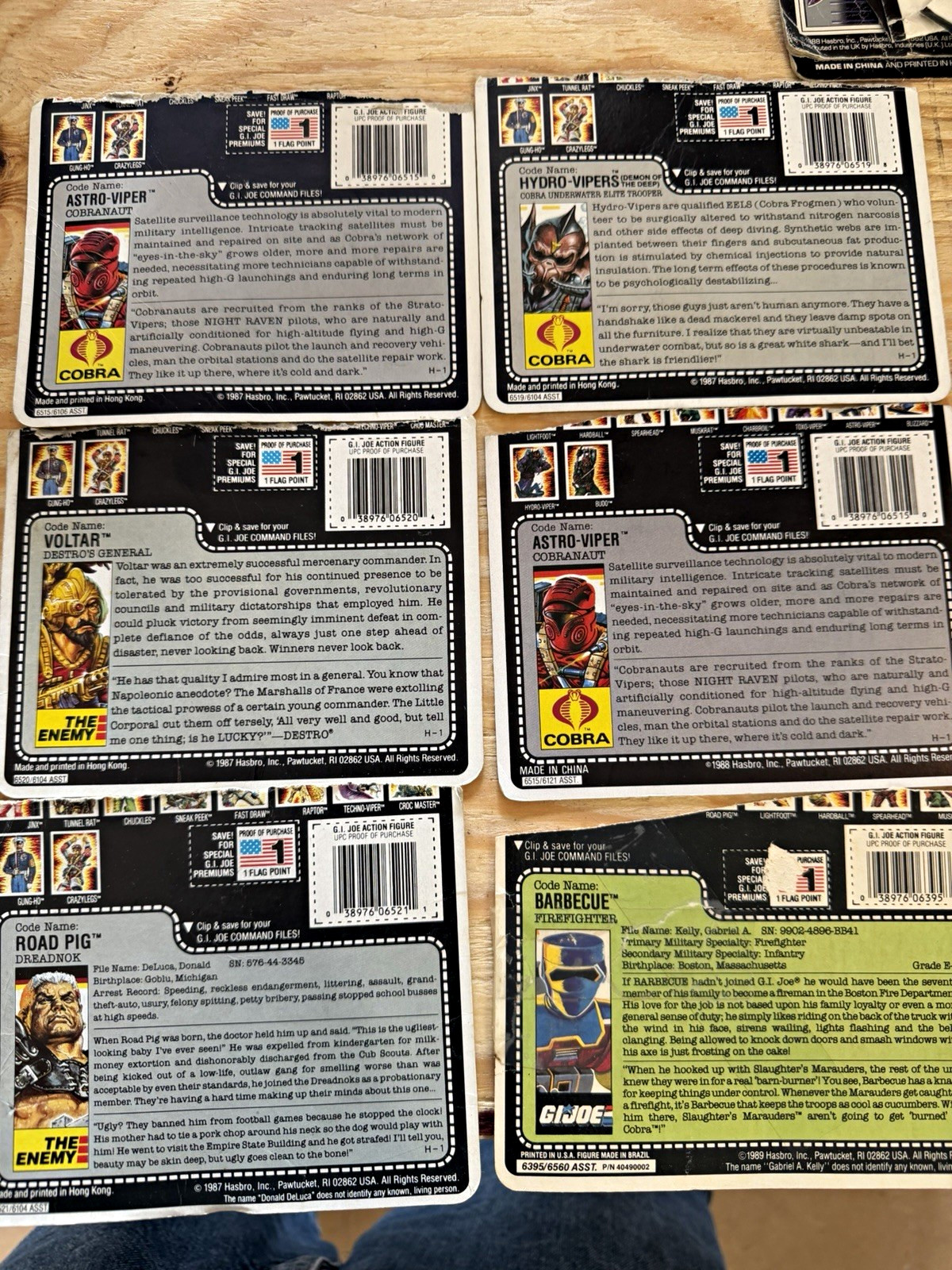 20 Vintage 1980s G.I. Joe Character File Cards Hasbro Collectible Lot