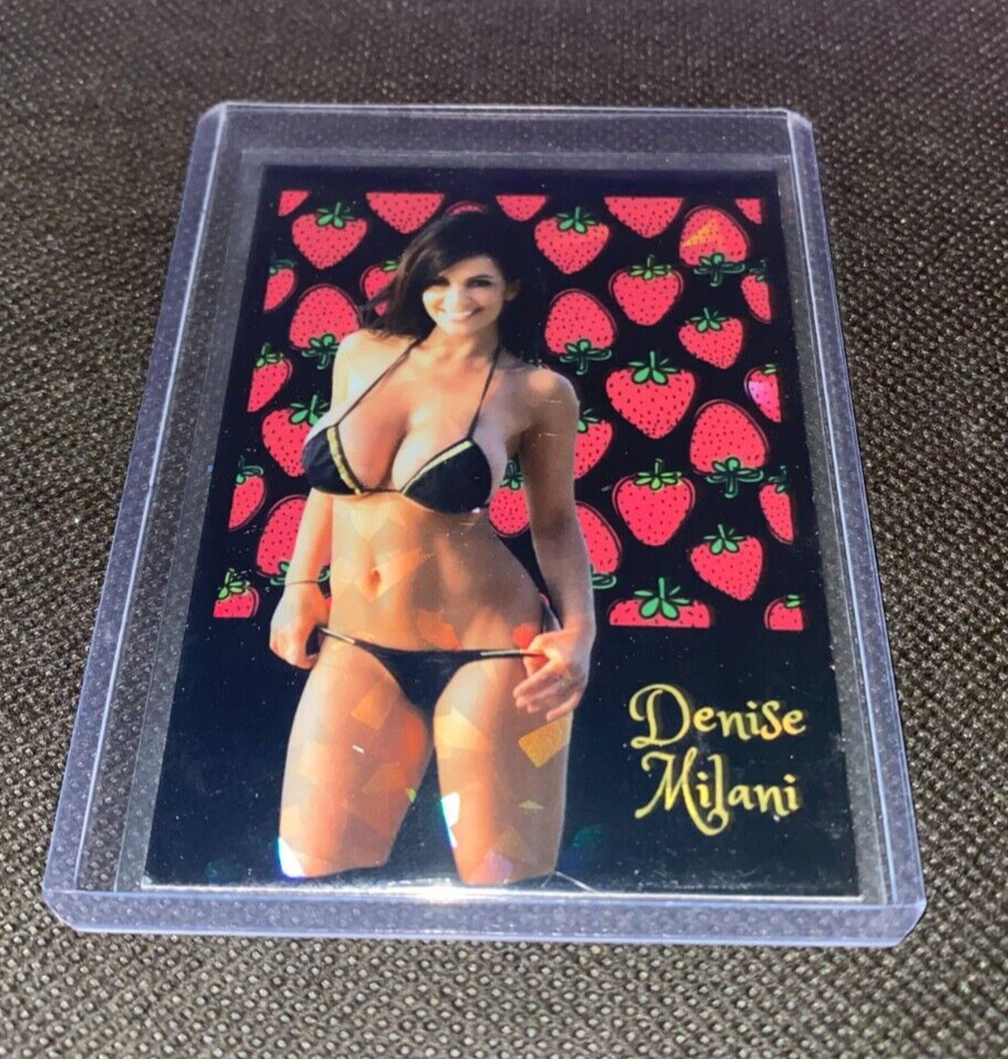 Denise Milani Rare Sexy Strawberry Refractor Holographic Trading Card custom