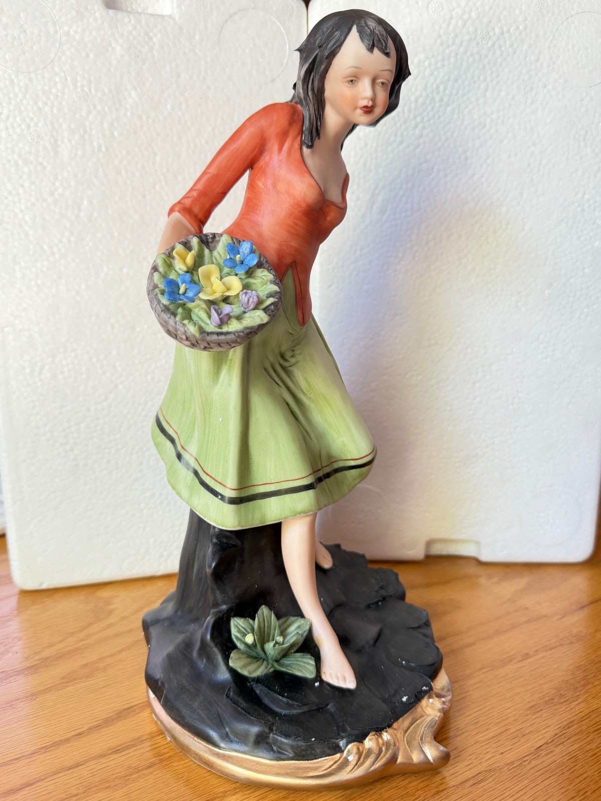 Vintage Main Aisle Collection Porcelain Peasant Girl Figurine 12” w/ Box #205006