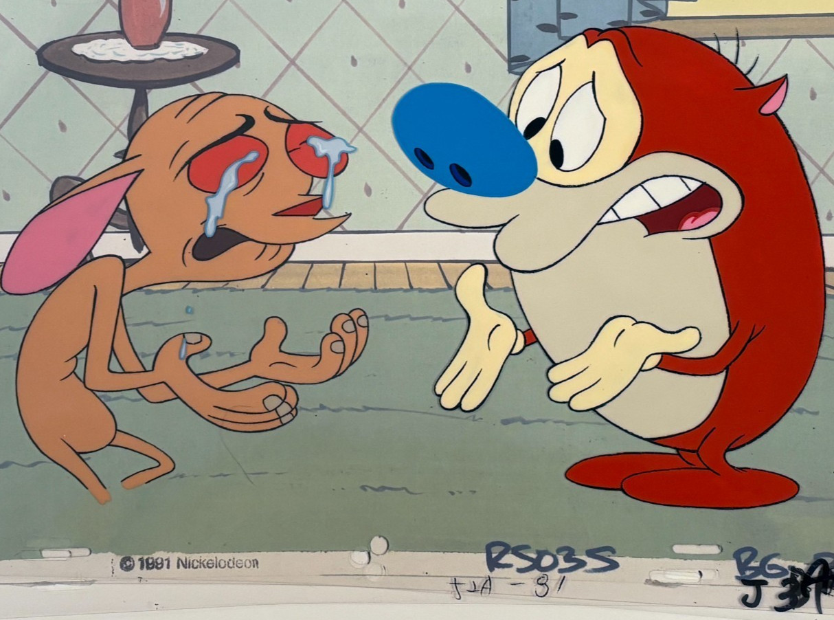 Ren and Stimpy | THREE Production Cels with COA and seal HUGE main characters
