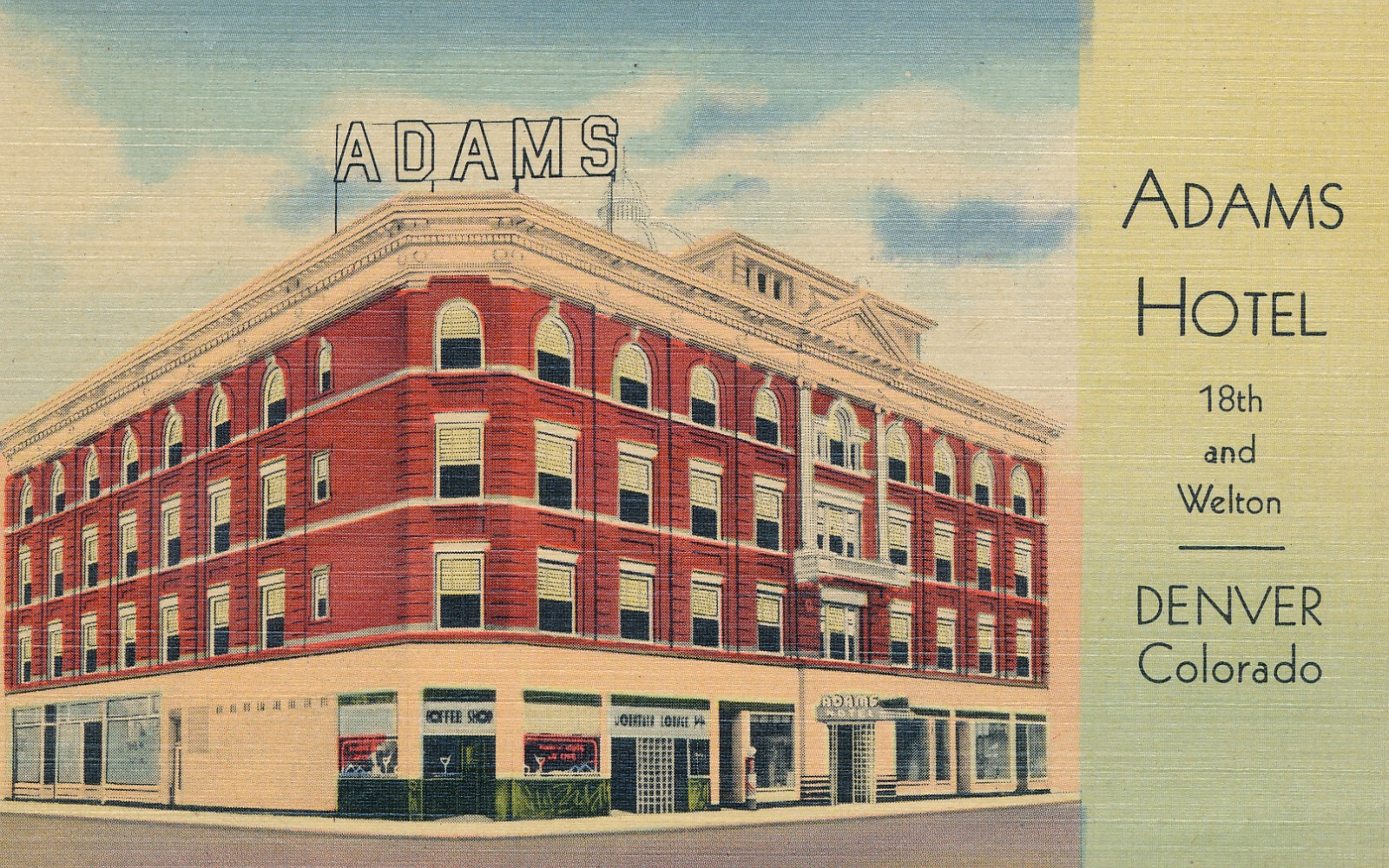 Mailed linen Adams Hotel Denver Colorado CO 2D #2D
