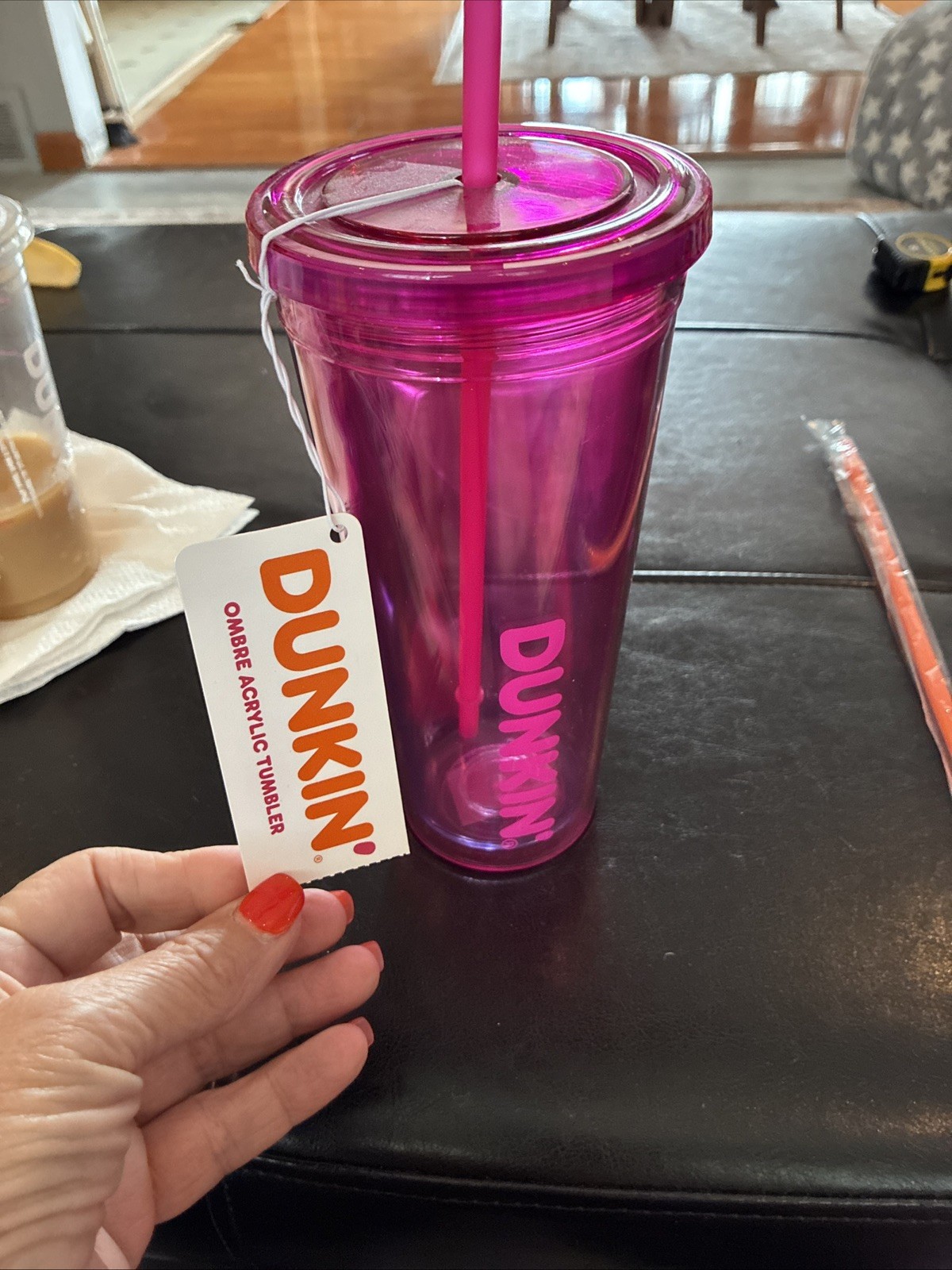 NEW 2025 Dunkin Summer Cup PINK Ombre Acrylic Tumbler Coffee Tea
