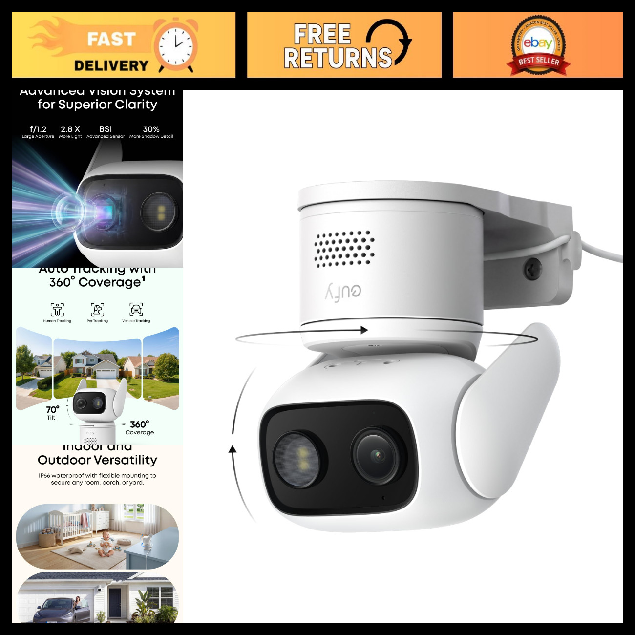 eufy Security Indoor/Outdoor Camera C31,Spotlight-Free Color Night Vision