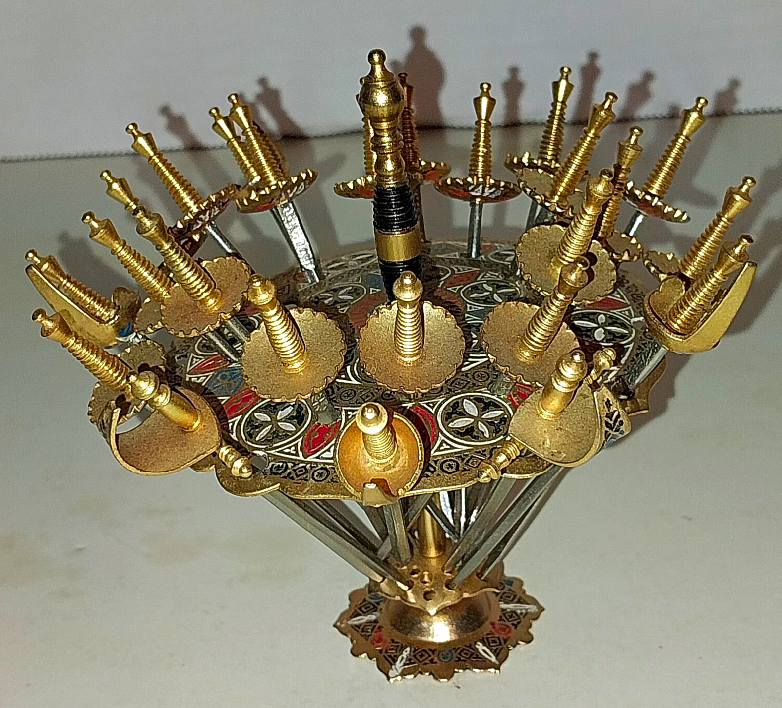 Vintage Toledo Spain cocktail skewers and stand w/24 swords