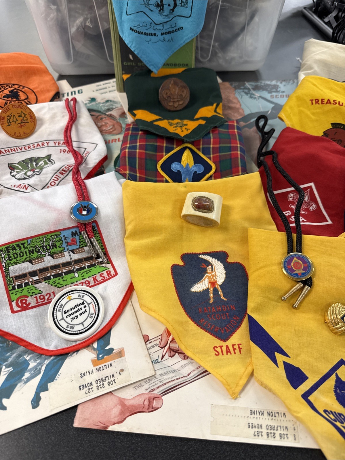 Lot of Vintage 30's 40's 50’s Boy Scout Memorabilia /Patches /magazines/scarves