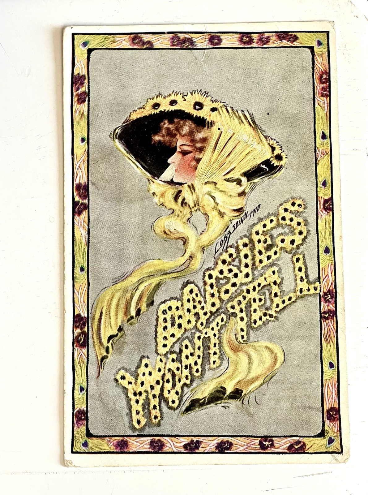Antique 1912 Postcard Cobb Shinn Daisies Won’t Tell Art Nouveau Floral Ephemera