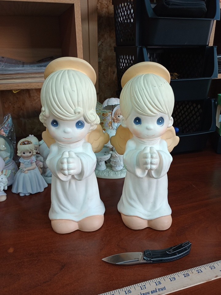 Vintage 13” Precious Moments Boy & Girl Praying Angels GARDEN STATUE 1998 2700/1