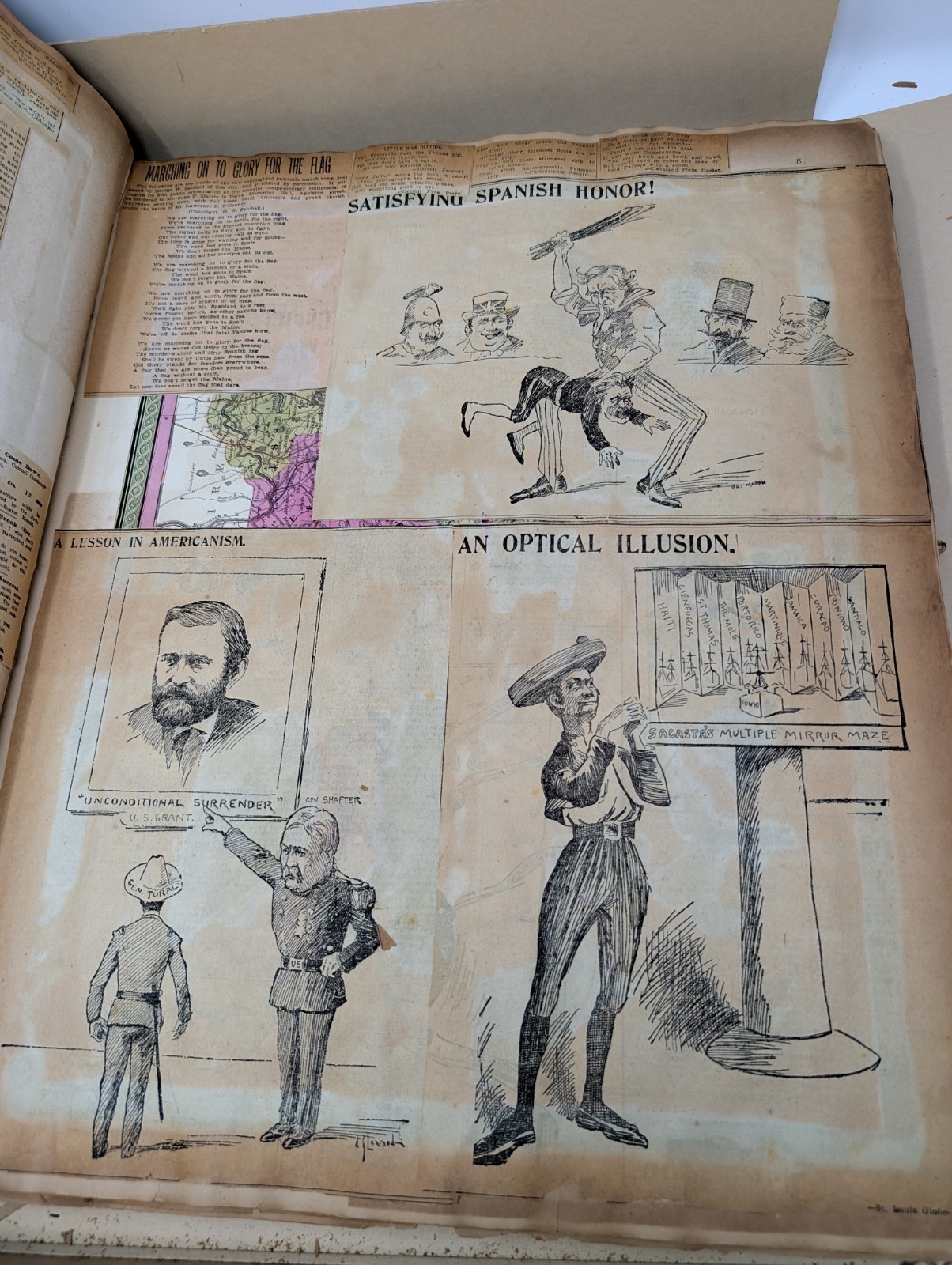 1898 Spanish-American War Scrapbook in Mitchell's Atlas Political Cartoons