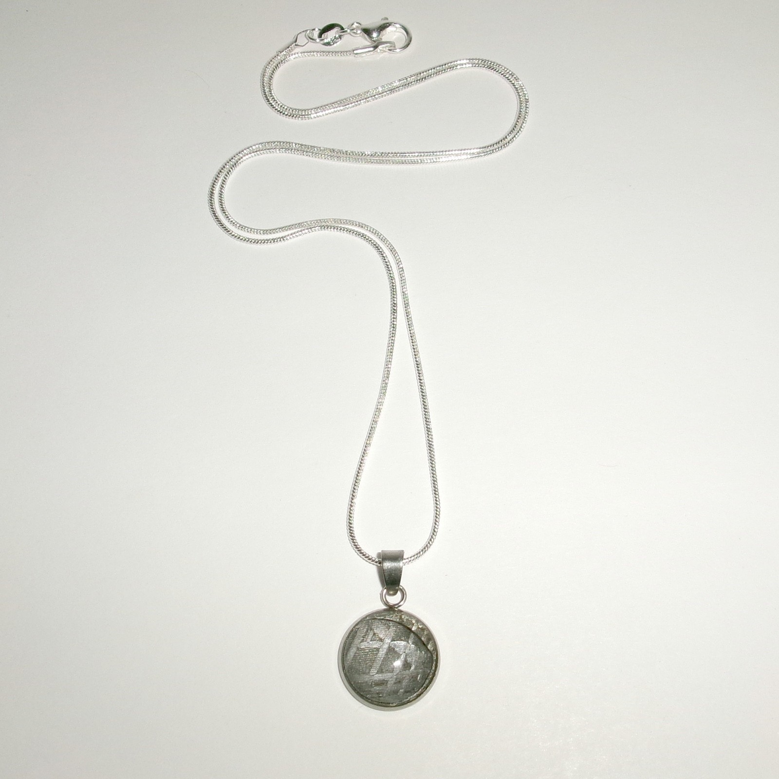 Genuine Meteorite Pendant and 20” Sterling Silver Necklace with COA