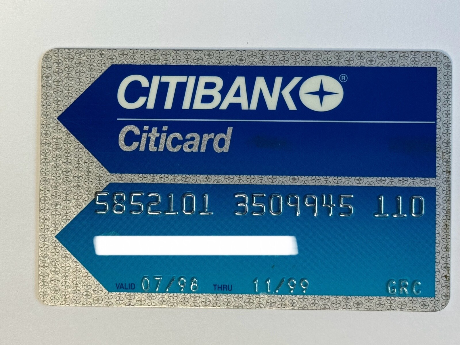 Citibank Citicard Credit Card▪️Vintage▪️1999 Exp▪️Greece▪️Unsigned▪️Collectible