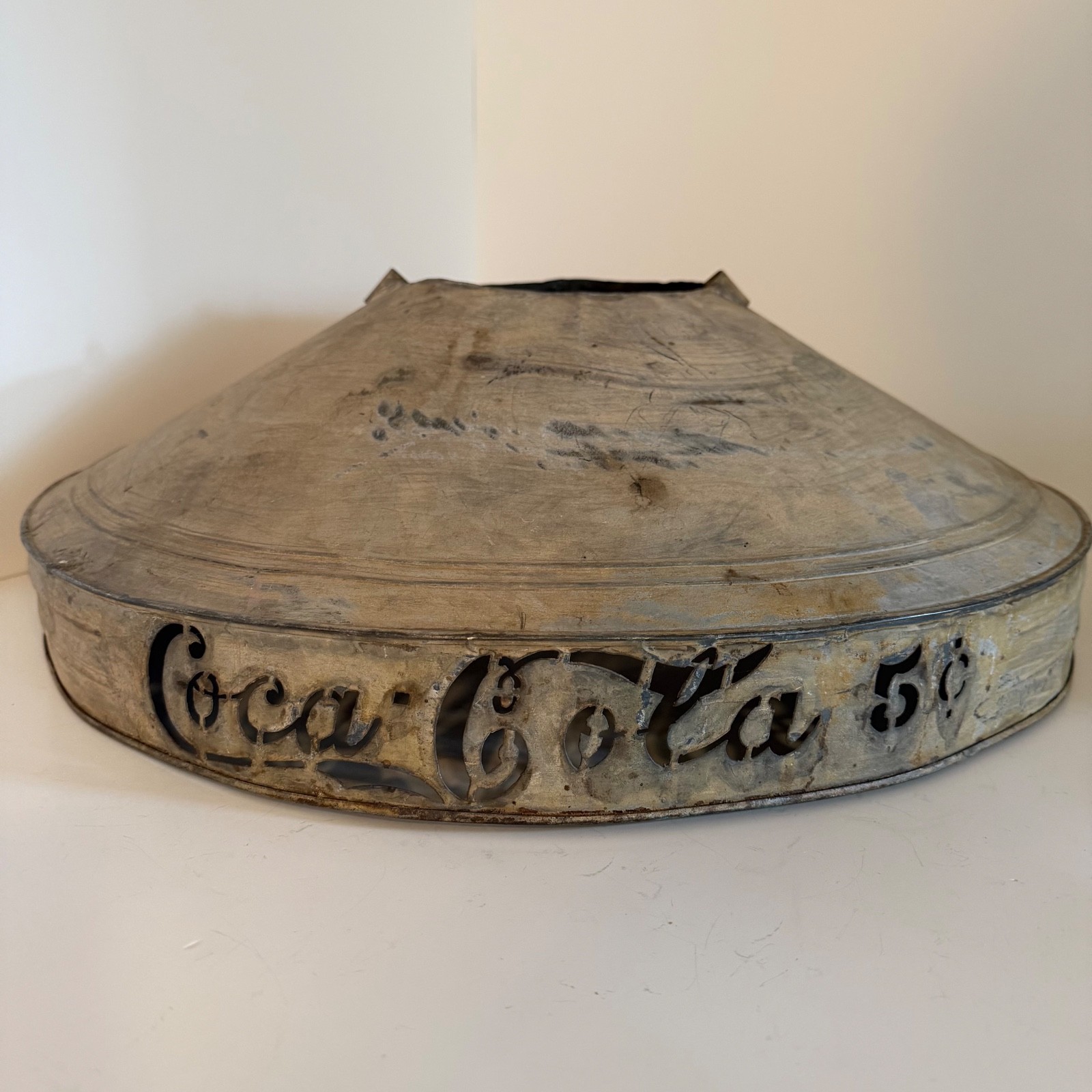 Vintage metal handmade Coca Cola five cents hanging lamp shade 1900’s style
