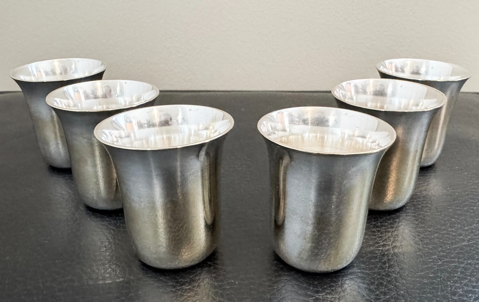 SET OF 6 FRENCH STYLE ART DECO SILVER-PLATED NESTING 