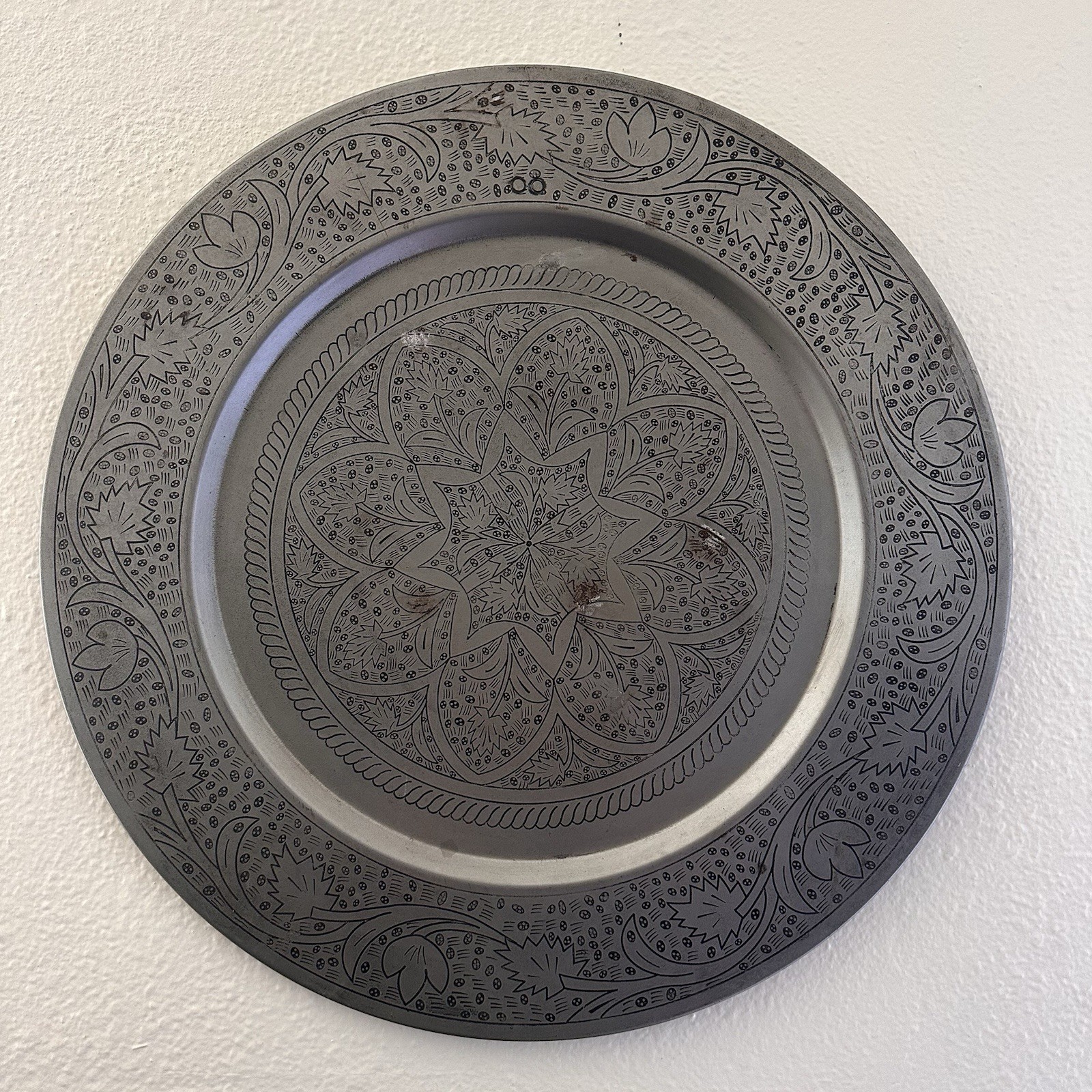 Decorative Metal Wall Medallion Plate Tray, Made in India, Engraved Design