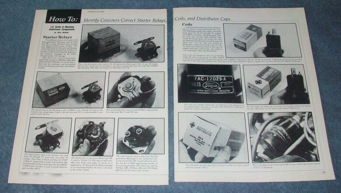 1964-73 Ford Mustang Starter Relays, Coils, Distributor Caps Vintage ID Article