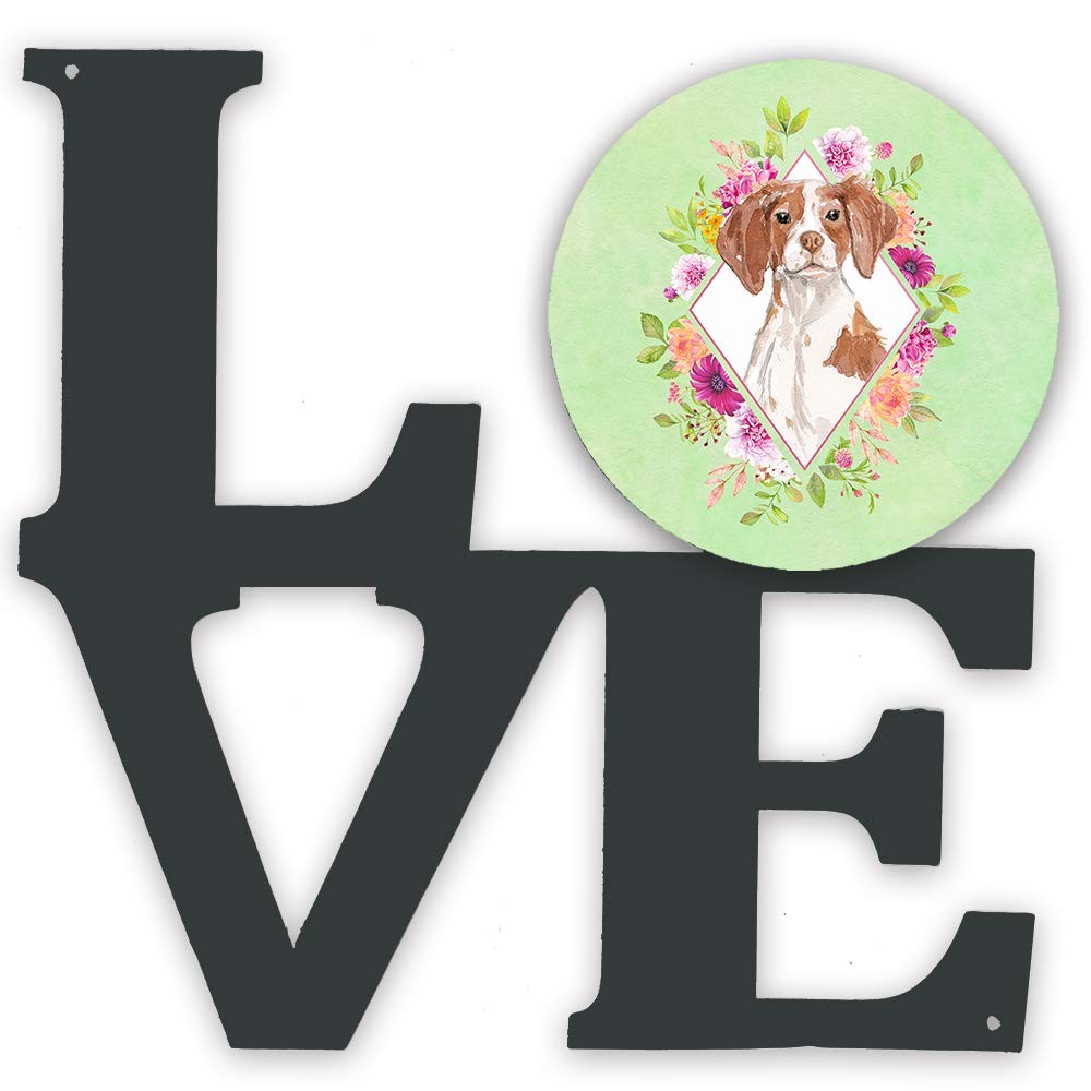 Caroline's Treasures CK4414WALV Brittany Spaniel Green Flowers Metal Wall Artwor