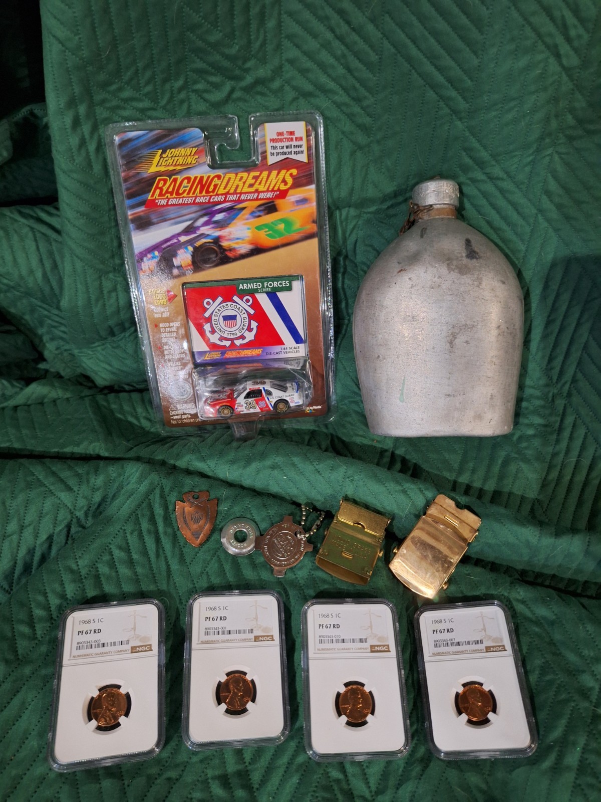 Mixed Collectibles Lot: Military Johnny Lightning Diecast Car Canteen, NGC Cents
