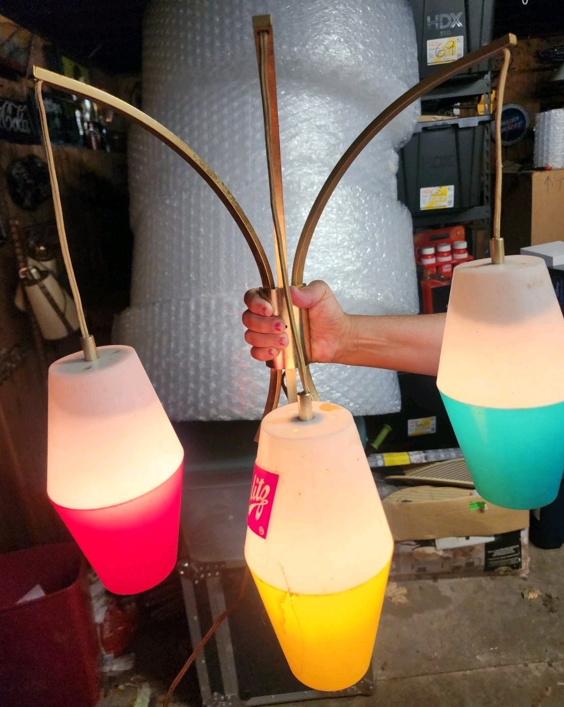 Vintage Schlitz Beer Real Gusto Wall Light w/ Hanging Plastic Globes