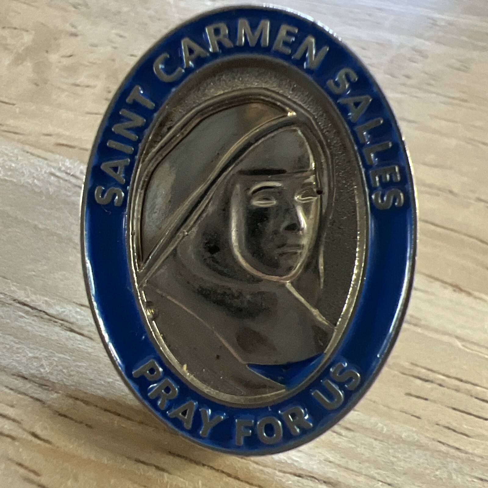 Vintage Saint Carmen Salles “Pray For Us “ Pin Back 