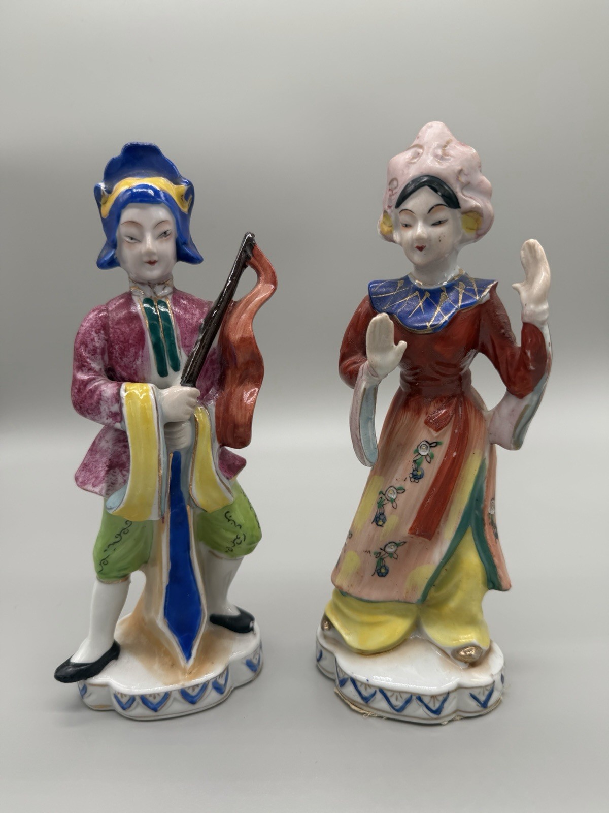 Vintage Pair Occupied Japan Porcelain Figurines – Chinese Opera Actor & Dancer