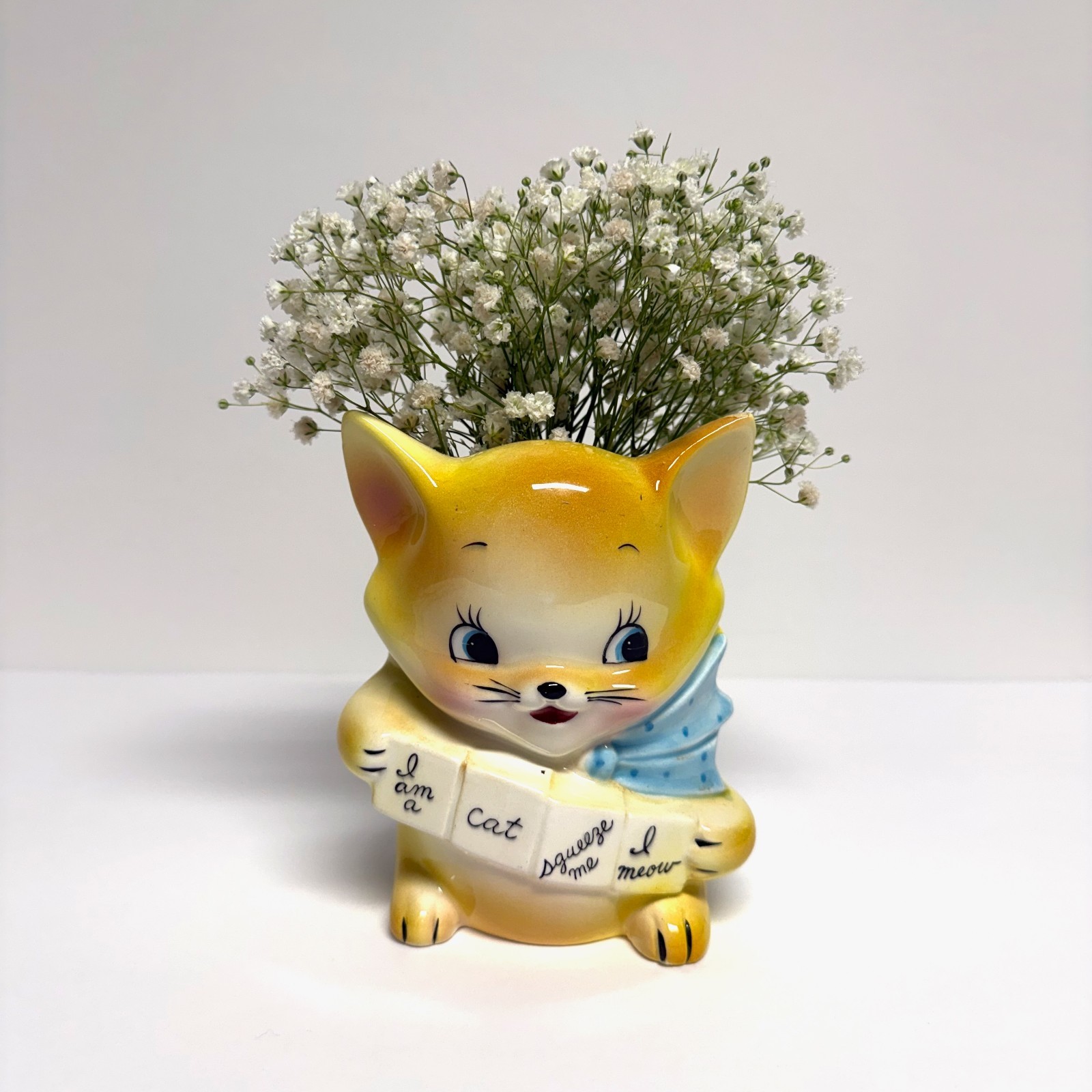Retro Rubens Originals Anthropomorphic Cat Planter Vase #548 Japan Mid-Century