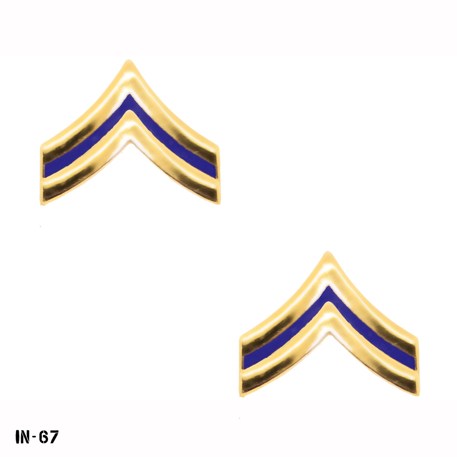 PAIR CPL ~ Corporal Rank Chevron Pins ~ Blue & Gold ~ Gemsco USA ~ NEW