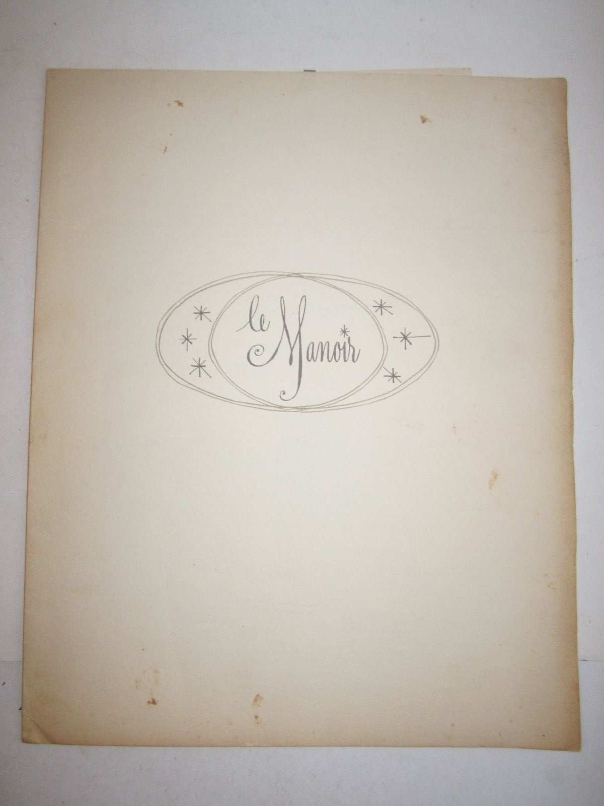 VINTAGE LE MANOIR RESTAURANT MENU - 10 1/2