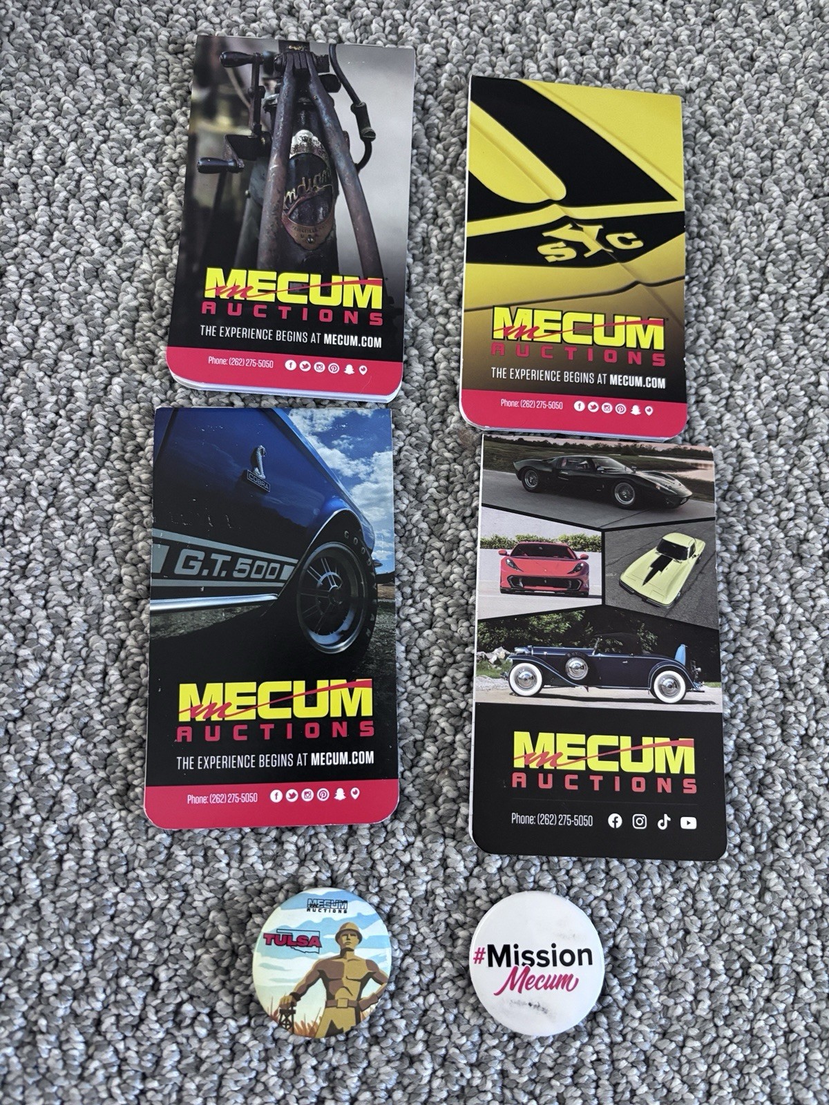 Mecum Auctions SWAG Buttons, Notebooks Brand New