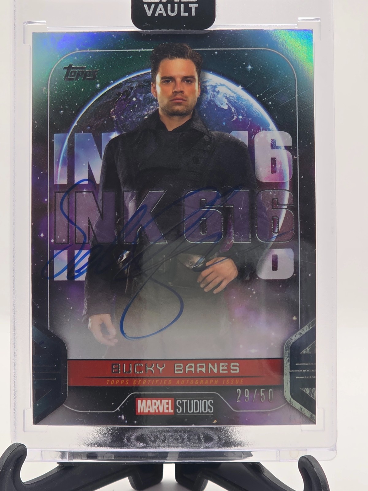 Topps 2026 Marvel Vault Bucky Barnes Sebastian Stan INK-616 Auto /50