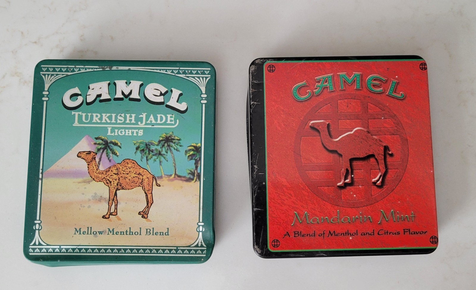 2 Vintage CAMEL Cig. Tins-Mandarin Mint & Turkish Jade-R.J. Reynolds Tobacco Co 